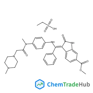 Ethanesulfonic acid - methyl (3Z)-3-{[(4-{methyl[(4-methyl-1-piperazinyl)acetyl]amino}phenyl)amino](phenyl)methylene}-2-oxo-6-indolinecarboxylate (1:1)