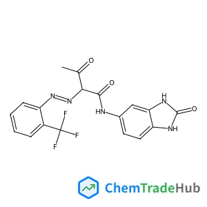 3-Oxo-N-(2-oxo-2,3-dihydro-1H-benzimidazol-5-yl)-2-{(E)-[2-(trifluoromethyl)phenyl]diazenyl}butanamide