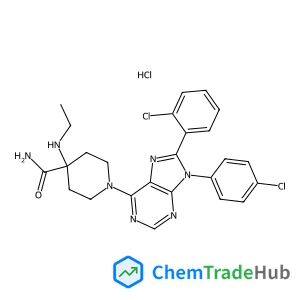 1-[8-(2-Chlorophenyl)-9-(4-chlorophenyl)-9H-purin-6-yl]-4-(ethylamino)-4-piperidinecarboxamide hydrochloride (1:1)