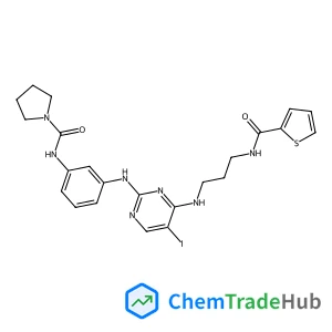 N-(3-{[5-Iodo-4-({3-[(2-thienylcarbonyl)amino]propyl}amino)-2-pyrimidinyl]amino}phenyl)-1-pyrrolidinecarboxamide