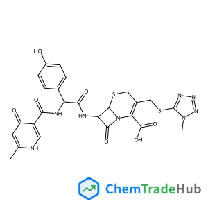 (6R,7R)-7-{[(2R)-2-{[(4-Hydroxy-6-methyl-3-pyridinyl)carbonyl]amino}-2-(4-hydroxyphenyl)acetyl]amino}-3-{[(1-methyl-1H-tetrazol-5-yl)sulfanyl]methyl}-8-oxo-5-thia-1-azabicyclo[4.2.0]oct-2-ene-2-carbox
ylic acid