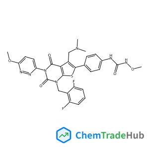 1-{4-[1-(2,6-Difluorobenzyl)-5-[(dimethylamino)methyl]-3-(6-methoxy-3-pyridazinyl)-2,4-dioxo-1,2,3,4-tetrahydrothieno[2,3-d]pyrimidin-6-yl]phenyl}-3-methoxyurea
