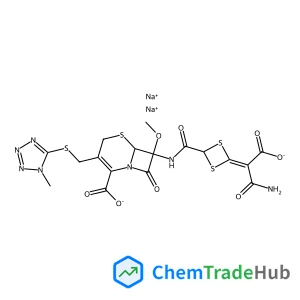 Disodium (6R,7S)-7-({[4-(2-amino-1-carboxylato-2-oxoethylidene)-1,3-dithietan-2-yl]carbonyl}amino)-7-methoxy-3-{[(1-methyl-1H-tetrazol-5-yl)sulfanyl]methyl}-8-oxo-5-thia-1-azabicyclo[4.2.0]oct-2-ene-2
-carboxylate