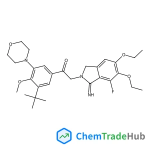 2-(5,6-Diethoxy-7-fluoro-1-imino-1,3-dihydro-2H-isoindol-2-yl)-1-[4-methoxy-3-(2-methyl-2-propanyl)-5-(4-morpholinyl)phenyl]ethanone