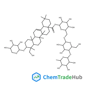 [(2S,3R,4S,5S,6R)-6-[[(2R,3R,4R,5S,6R)-3,4-dihydroxy-6-(hydroxymethyl)-5-[(2S,3R,4R,5R,6S)-3,4,5-trihydroxy-6-methyloxan-2-yl]oxyoxan-2-yl]oxymethyl]-3,4,5-trihydroxyoxan-2-yl] (4aS,6aR,6aS,6bR,8aR,9R,10S,12aR,14bS)-9-(hydroxymethyl)-2,2,6a,6b,9,12a-hexamethyl-10-[(2S,3R,4S,5S)-3,4,5-trihydroxyoxan-2-yl]oxy-1,3,4,5,6,6a,7,8,8a,10,11,12,13,14b-tetradecahydropicene-4a-carboxylate