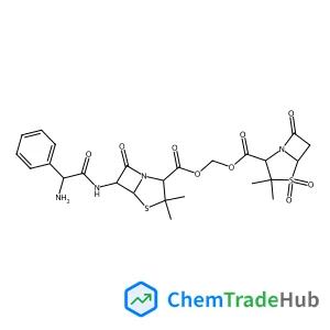 ({[(2S,5R,6R)-6-{[(2R)-2-Amino-2-phenylacetyl]amino}-3,3-dimethyl-7-oxo-4-thia-1-azabicyclo[3.2.0]hept-2-yl]carbonyl}oxy)methyl (2S,5R)-3,3-dimethyl-7-oxo-4-thia-1-azabicyclo[3.2.0]heptane-2-carboxyla
te 4,4-dioxide