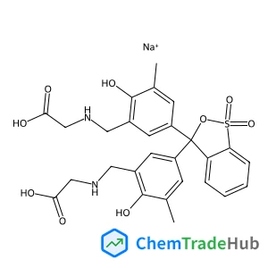Sodium hydrogen N,N'-(3H-2,1-benzoxathiol-3-ylidenebis((6-hydroxy-5-methylphen-3,1-ylene)methylene))bisaminoacetate S,S-dioxide
