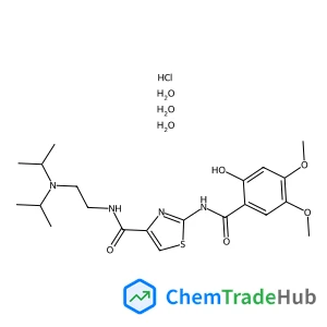 N-[2-(Diisopropylamino)ethyl]-2-[(2-hydroxy-4,5-dimethoxybenzoyl)amino]-1,3-thiazole-4-carboxamide hydrochloride trihydrate
