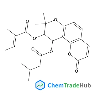2-Butenoic acid, 2-methyl-,(9S,10S)-9,10-dihydro-8,8-dimethyl-10-(3-methyl-1-oxobutoxy)-2-oxo-2H,8H-benzo[1,2-b:3,4-b']dipyran-9-yl ester, (2Z)-