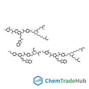 [2-[(1,3-Benzothiazol-2-ylhydrazinylidene)methyl]-4-(4-propylphenyl)phenyl] 4-[1,2-di(prop-2-enoyloxy)ethoxy]benzoate;(2,4-dimethylphenyl) 7-[(1,3-benzothiazol-2-ylhydrazinylidene)methyl]-6-[4-[3-(4-prop-2-enoyloxybutoxy)-2-(3-prop-2-enoyloxypropanoyloxy)propoxy]benzoyl]oxynaphthalene-2-carboxylate;(4-methoxy-2-methylphenyl) 3-[(1,3-benzothiazol-2-ylhydrazinylidene)methyl]-4-[4-[3-(4-prop-2-enoyloxybutoxy)-2-(3-prop-2-enoyloxypropanoyloxy)propoxy]benzoyl]oxybenzoate