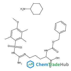N~2~-[(Benzyloxy)carbonyl]-N~5~-{N-[(4-methoxy-2,3,6-trimethylphenyl)sulfonyl]carbamimidoyl}-L-ornithine - cyclohexanamine (1:1)