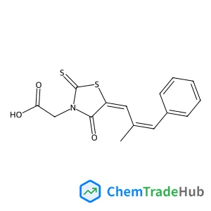 {(5Z)-5-[(2E)-2-Methyl-3-phenyl-2-propen-1-ylidene]-4-oxo-2-thioxo-1,3-thiazolidin-3-yl}acetic acid