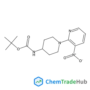 2-Methyl-2-propanyl [1-(3-nitro-2-pyridinyl)-4-piperidinyl]carbamate structure