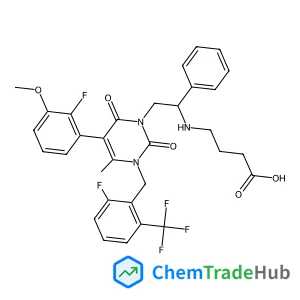 4-({(1R)-2-[5-(2-Fluoro-3-methoxyphenyl)-3-[2-fluoro-6-(trifluoromethyl)benzyl]-4-methyl-2,6-dioxo-3,6-dihydro-1(2H)-pyrimidinyl]-1-phenylethyl}amino)butanoic acid