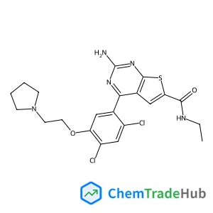 2-Amino-4-{2,4-dichloro-5-[2-(1-pyrrolidinyl)ethoxy]phenyl}-N-ethylthieno[2,3-d]pyrimidine-6-carboxamide