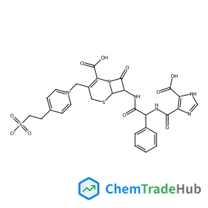(6R,7R)-7-{[(2R)-2-{[(4-Carboxy-1H-imidazol-5-yl)carbonyl]amino}-2-phenylacetyl]amino}-8-oxo-3-{[4-(2-sulfoethyl)-1-pyridiniumyl]methyl}-5-thia-1-azabicyclo[4.2.0]oct-2-ene-2-carboxylate
