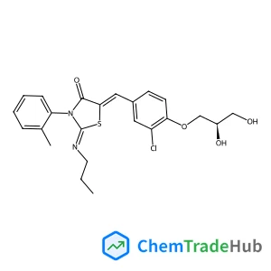 (2Z,5Z)-5-{3-Chloro-4-[(2R)-2,3-dihydroxypropoxy]benzylidene}-3-(2-methylphenyl)-2-(propylimino)-1,3-thiazolidin-4-one