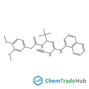 N-(1-{(E)-[(Cyanoamino)(5-quinolinylamino)methylene]amino}-2,2-dimethylpropyl)-2-(3,4-dimethoxyphenyl)acetamide