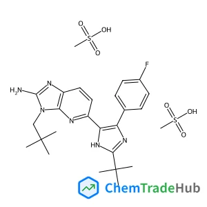 3-(2,2-Dimethylpropyl)-5-[4-(4-fluorophenyl)-2-(2-methyl-2-propanyl)-1H-imidazol-5-yl]-3H-imidazo[4,5-b]pyridin-2-amine methanesulfonate (1:2)