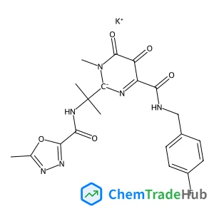 Potassium 4-[(4-fluorobenzyl)carbamoyl]-1-methyl-2-(2-{[(5-methyl-1,3,4-oxadiazol-2-yl)carbonyl]amino}-2-propanyl)-5,6-dioxo-1,2,5,6-tetrahydropyrimidin-2-ide