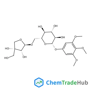 3,4,5-Trimethoxyphenyl 6-O-[(2R,3R,4R)-3,4-dihydroxy-4-(hydroxymethyl)tetrahydro-2-furanyl]-beta-D-glucopyranoside