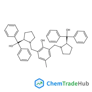 2,6-Bis({(2R)-2-[hydroxy(diphenyl)methyl]-1-pyrrolidinyl}methyl)-4-methylphenol structure