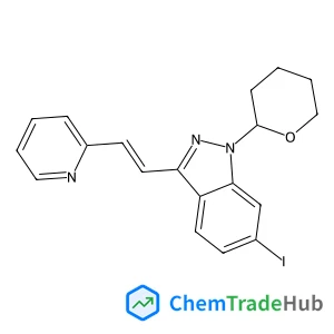 (E)-6-iodo-3-(2-(pyridin-2-yl)vinyl)-1-(tetrahydro-2H-pyran-2-yl)-1H-indazole