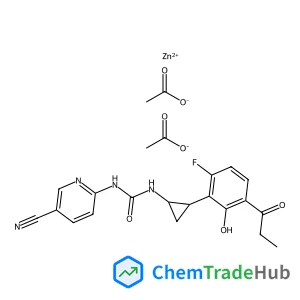 Zinc acetate - 1-(5-cyano-2-pyridinyl)-3-[(1S,2S)-2-(6-fluoro-2-hydroxy-3-propionylphenyl)cyclopropyl]urea (1:2:1)