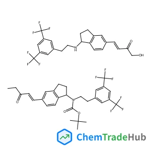 4-[1-[2-[3,5-bis(trifluoromethyl)phenyl]ethylamino]-2,3-dihydro-1H-inden-5-yl]-1-hydroxybut-3-en-2-one;tert-butyl N-[2-[3,5-bis(trifluoromethyl)phenyl]ethyl]-N-[5-(3-oxopent-1-enyl)-2,3-dihydro-1H-inden-1-yl]carbamate