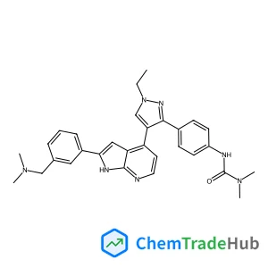 3-(4-(4-(2-(3-((dimethylamino)methyl)phenyl)-1H-pyrrolo[2,3-b]pyridin-4-yl)-1-ethyl-1H-pyrazol-3-yl)phenyl)-1,1-dimethylurea