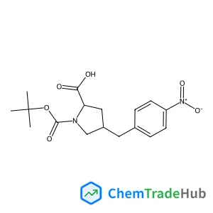 (2S,4R)-1-(tert-Butoxycarbonyl)-4-(4-nitrobenzyl)pyrrolidine-2-carboxylic acid structure