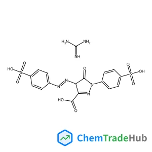 1H-Pyrazole-3-carboxylic acid, 4,5-dihydro-5-oxo-1-(4-sulfophenyl)-4-[(4-sulfophenyl)azo]-, compds. with N,N'-di(phenyl, o-tolyl and xylyl)guanidine (1:3)